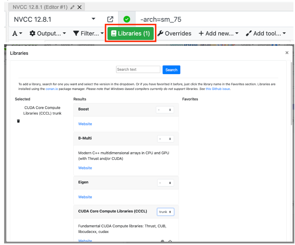 Screenshot of web browser page showing an example of adding libraries to a project.
