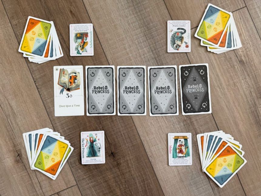 Setup for a 4 player game of Rebel Princess